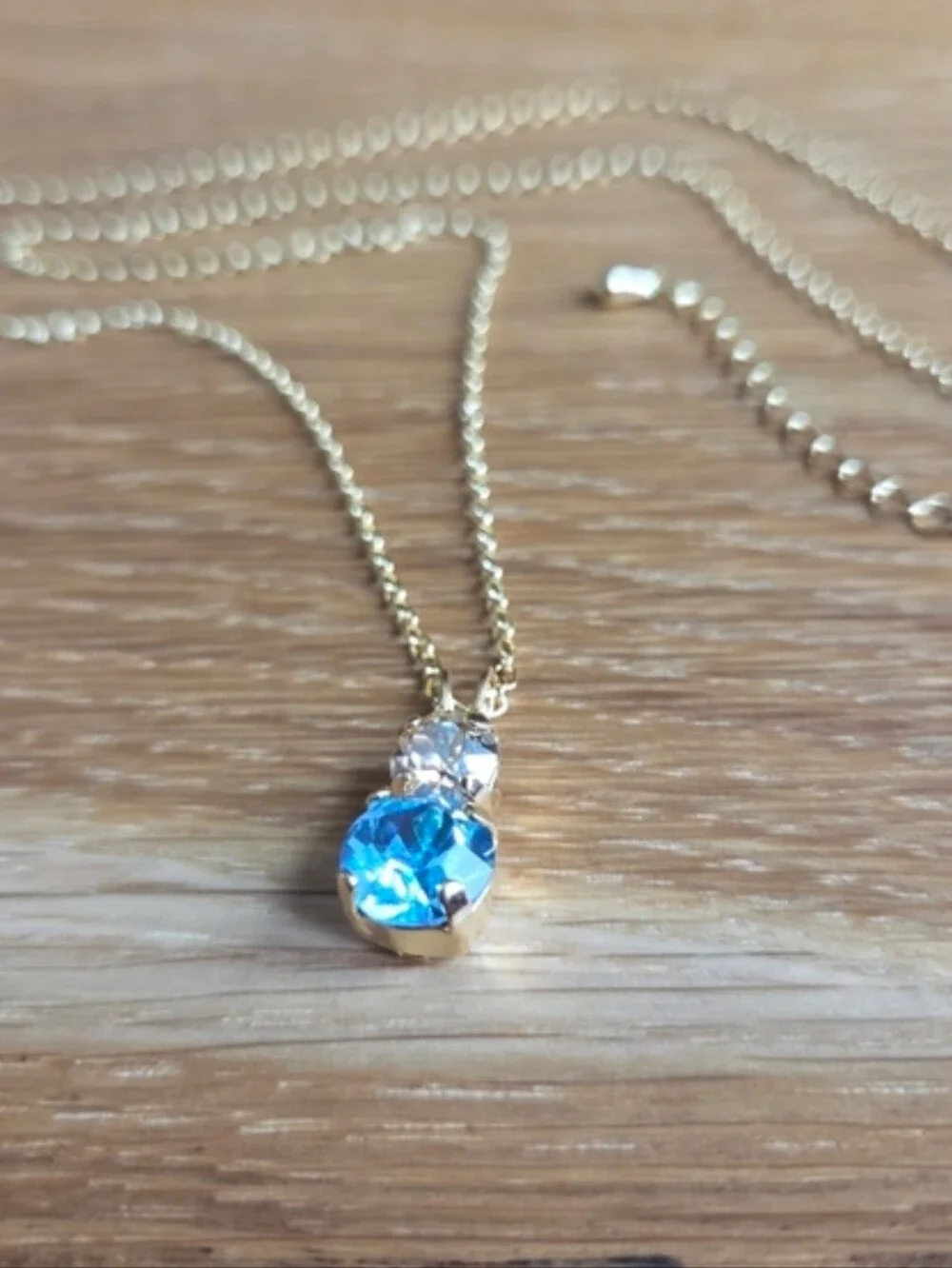 Aquamarine  Blue & Golden Shadow Crystals Necklace – Handmade